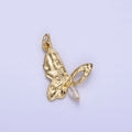 14K Gold plated Marquise Hammered Open Butterfly Charm | W650 - DLUXCA