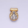 14K Gold plated Mary Dotted Mixed Metal Bar Pendant | AA1154 - DLUXCA