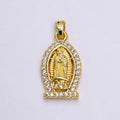 14K Gold plated Mary Lady Guadalupe Micro Paved CZ Pendant | N1456 - DLUXCA