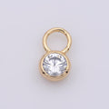 14k Gold plated Micro Pave CZ Geometric Pendant Charm Mini Clear CZ Circle Bezel Cut Pendant Charm With Large Hole M482 - DLUXCA