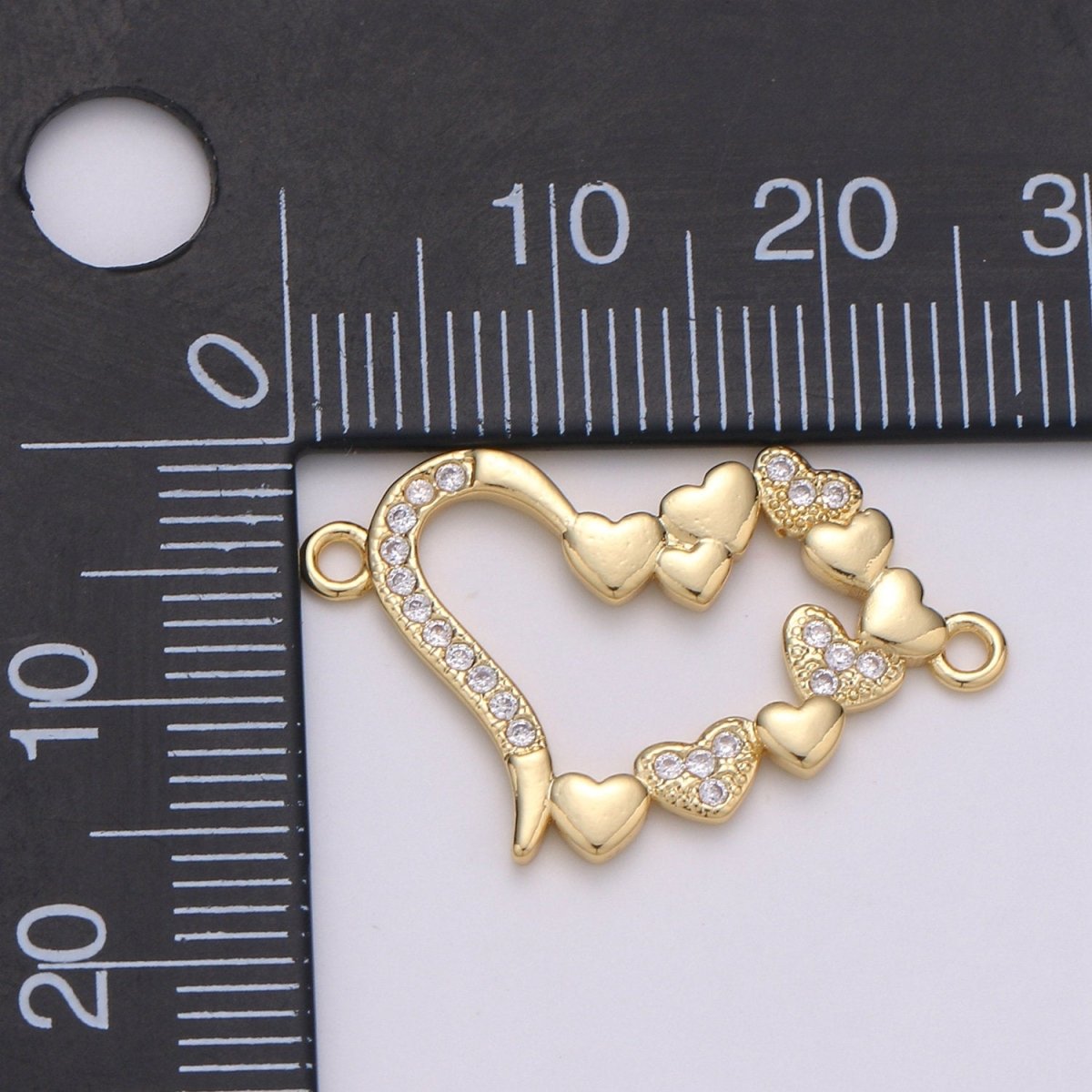 14K Gold plated Micro Pave CZ Heart Charm Connector Micro Pave CZ Love Connector For Bracelet and Necklace Supply F-506 - DLUXCA