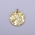 14K Gold plated Micro Paved CZ Archery Arrow Rustic Coin Charm N-261 - DLUXCA