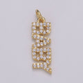 14K Gold plated Micro Paved CZ "Baby" Script Charm | C-545 - DLUXCA