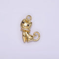 14K Gold plated Micro Paved CZ Collar Black-Eyed Kitty Cat Pet Animal Charm | AG210 - DLUXCA