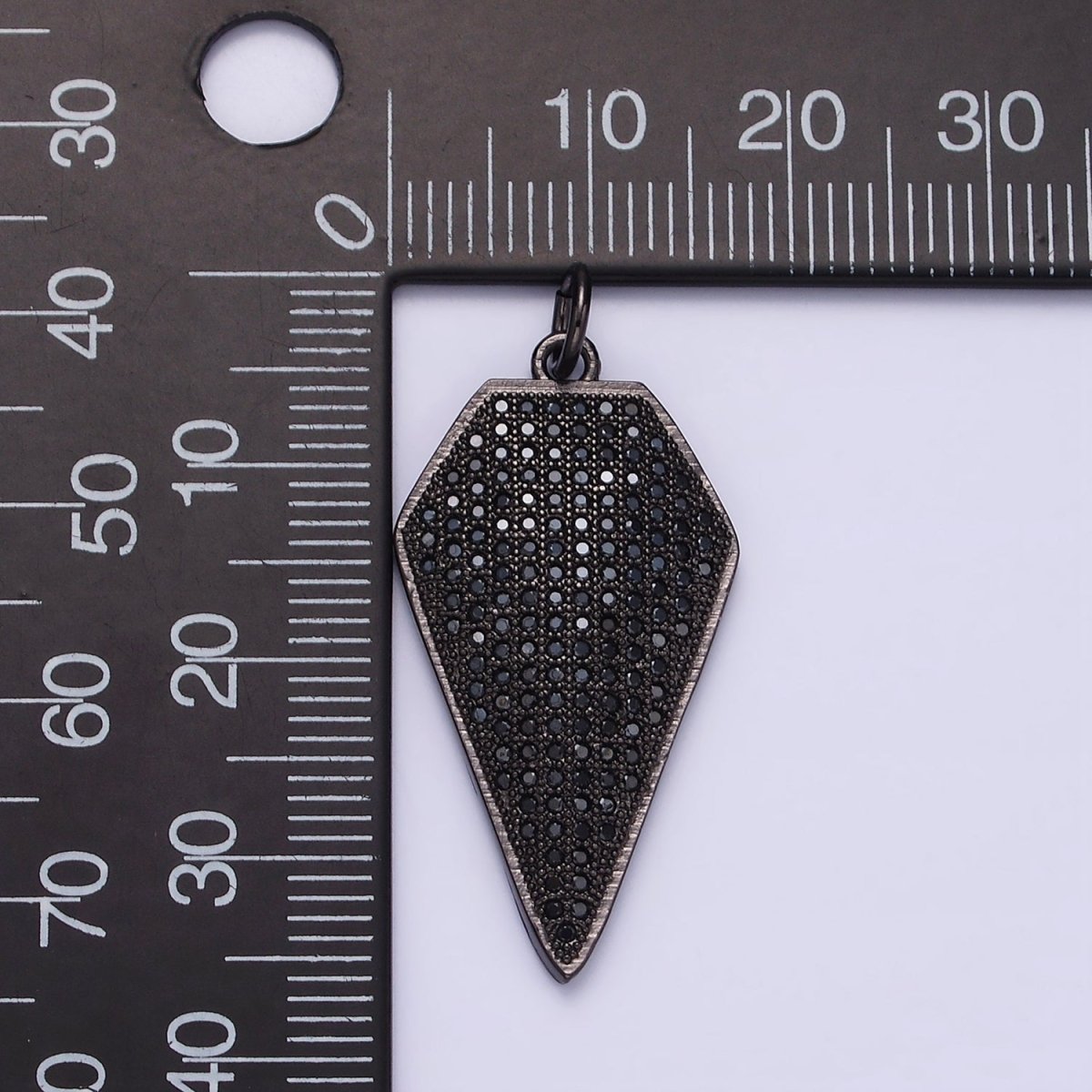 14K Gold plated Micro Paved CZ Diamond Shield Charm in Silver, Gold & Black | N1129 - N1131