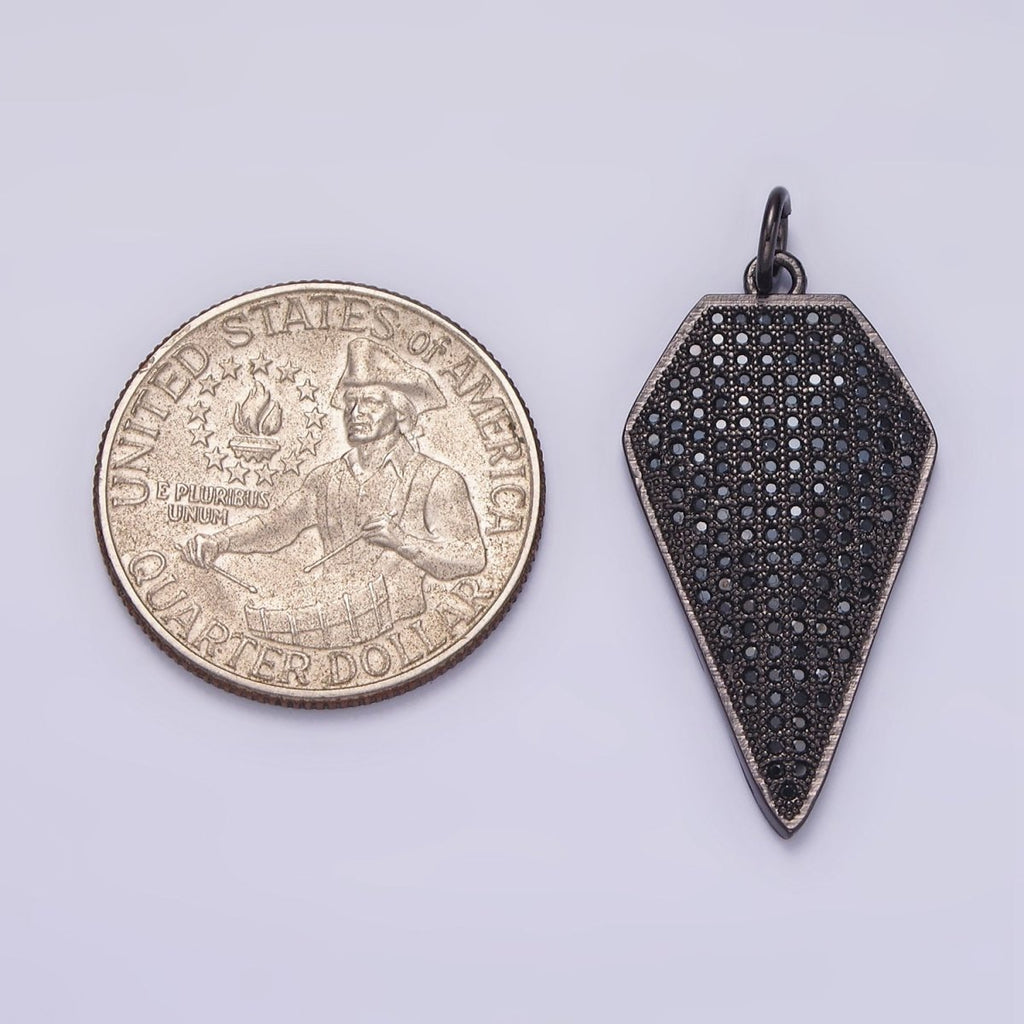 14K Gold plated Micro Paved CZ Diamond Shield Charm in Silver, Gold & Black | N1129 - N1131