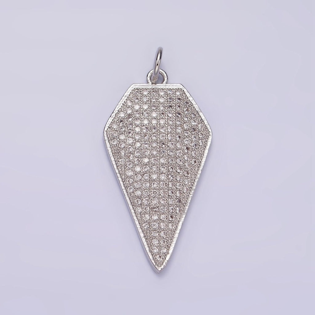 14K Gold plated Micro Paved CZ Diamond Shield Charm in Silver, Gold & Black | N1129 - N1131
