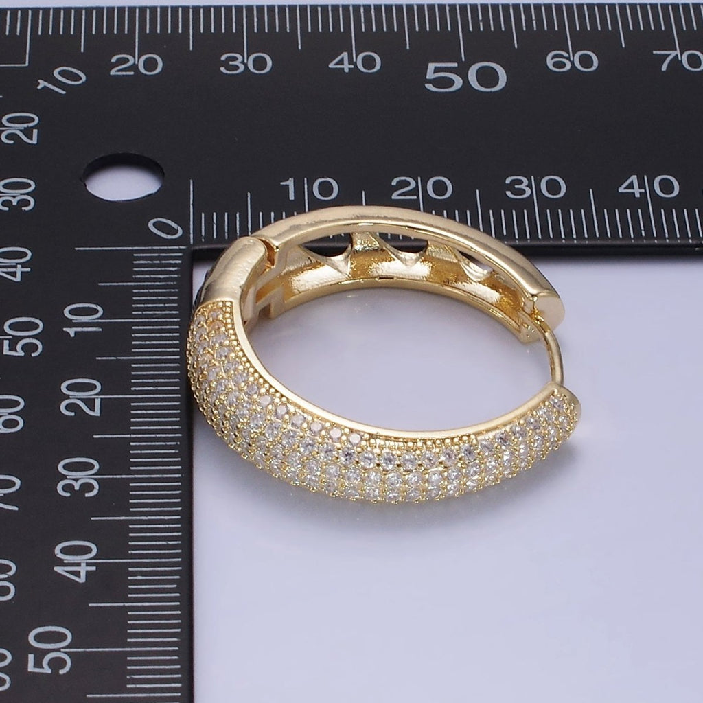 14K Gold plated Micro Paved CZ Dome Open Filigree Earrings in Gold & Silver | AE499 AE500
