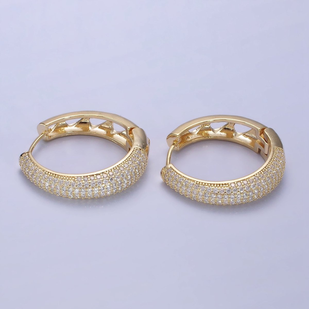14K Gold plated Micro Paved CZ Dome Open Filigree Earrings in Gold & Silver | AE499 AE500