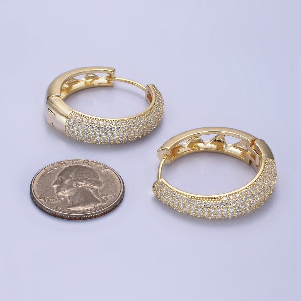 14K Gold plated Micro Paved CZ Dome Open Filigree Earrings in Gold & Silver | AE499 AE500