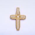 14K Gold plated Micro Paved CZ Edged Geometric Cross Pendant | AA1069 - DLUXCA