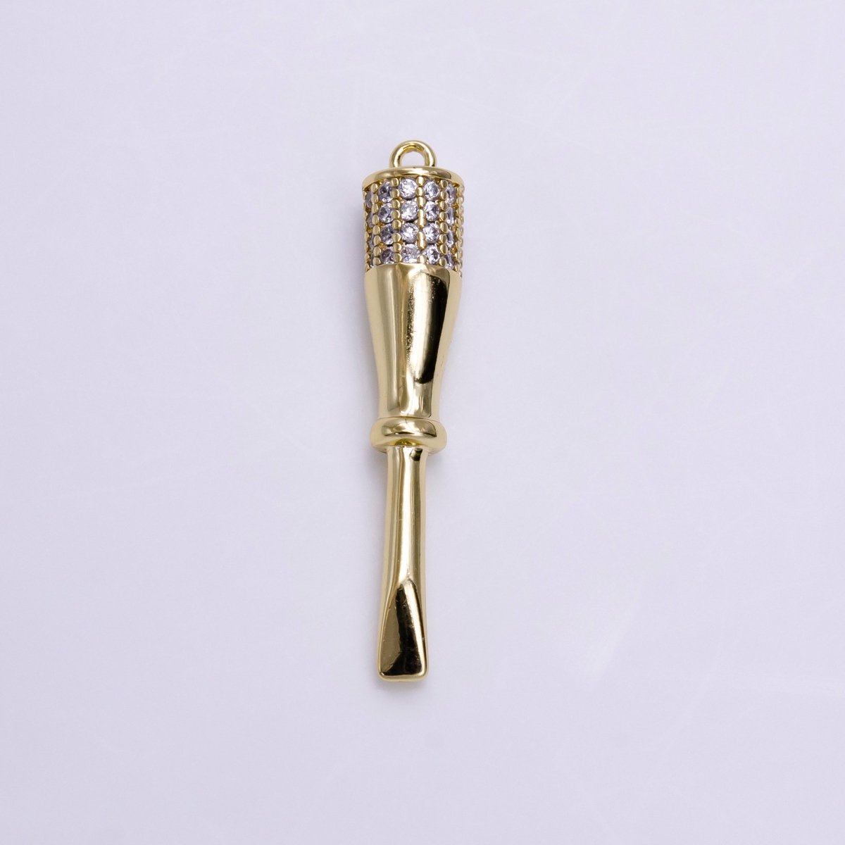 14K Gold plated Micro Paved CZ Flat Edged Screwdriver Charm | AC1453 - DLUXCA