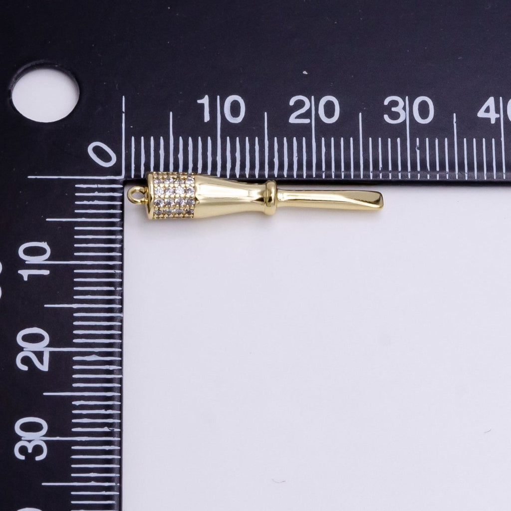 14K Gold plated Micro Paved CZ Flat Edged Screwdriver Charm | AC1453 - DLUXCA