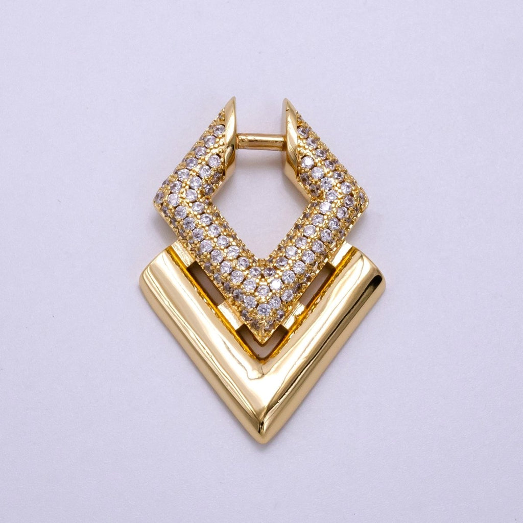14K Gold plated Micro Paved CZ Geometric Charm | AA1098 - DLUXCA