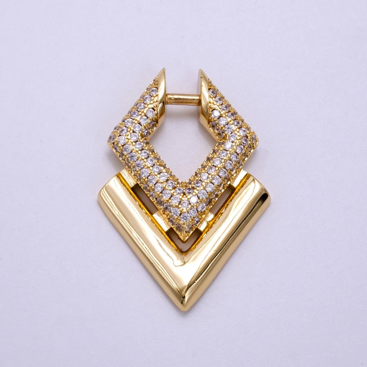 14K Gold plated Micro Paved CZ Geometric Charm | AA1098 - DLUXCA