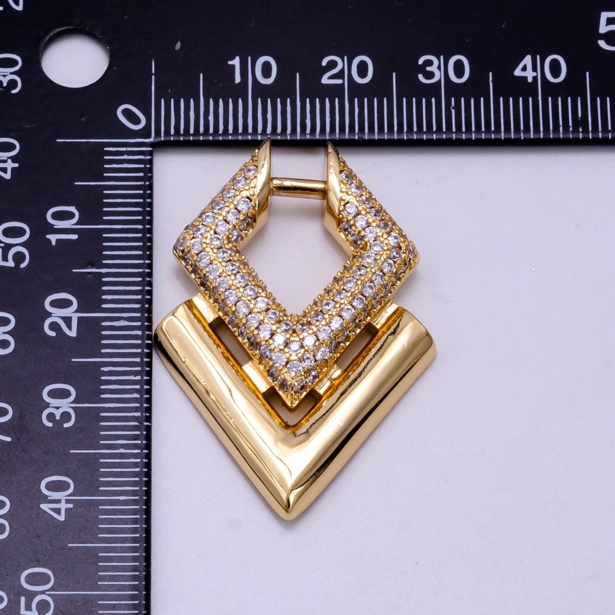 14K Gold plated Micro Paved CZ Geometric Charm | AA1098 - DLUXCA