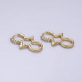 14K Gold plated Micro Paved CZ Geometric Edged Drop Huggie Earrings | AE930 - DLUXCA