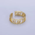 14K Gold plated Micro Paved CZ Geometric Filigree Ring | O1351 - DLUXCA
