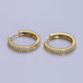14K Gold plated Micro Paved CZ Lined 20mm Huggie Hoop Earrings | V-027 - DLUXCA