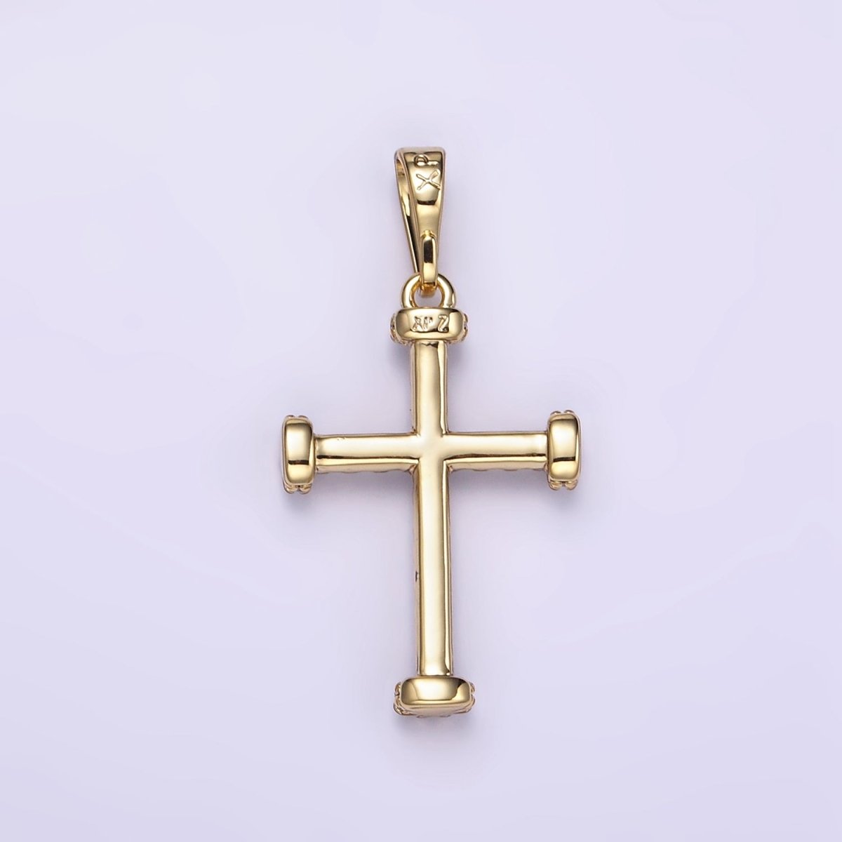 14K Gold plated Micro Paved CZ Needle Cross Religious Pendant | I889 - DLUXCA