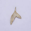 14K Gold plated Micro Paved CZ Ocean Animal Dolphin Tail Charm | AC727 - DLUXCA