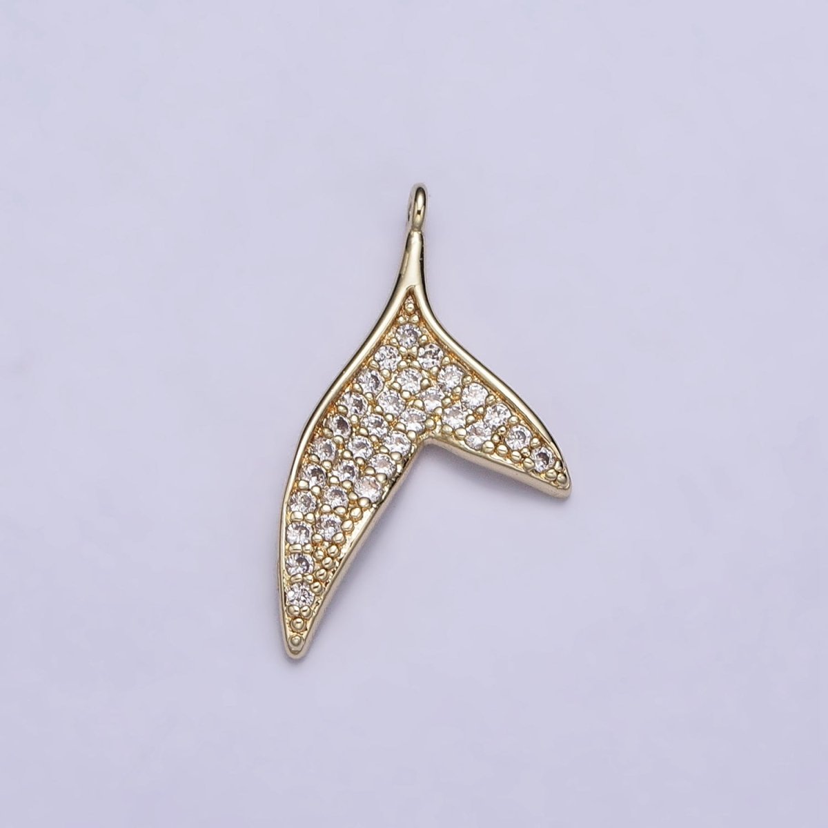 14K Gold plated Micro Paved CZ Ocean Animal Dolphin Tail Charm | AC727 - DLUXCA