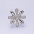14K Gold plated Micro Paved CZ Petal Flower Ring in Silver & Gold | R236 R237
