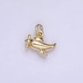14K Gold plated Micro Paved CZ Plane Vehicle Charm | AG742 - DLUXCA