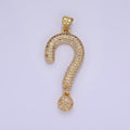 14K Gold plated Micro Paved CZ Question Mark "?" Pendant | AA1145 - DLUXCA