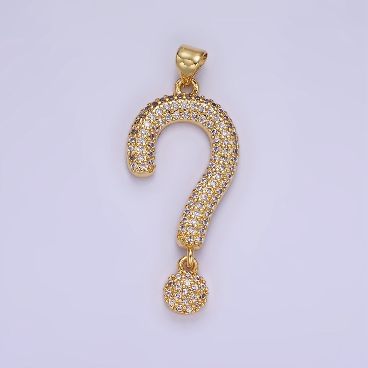 14K Gold plated Micro Paved CZ Question Mark "?" Pendant | AA1145 - DLUXCA