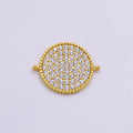 14K Gold plated Micro Paved CZ Round Connector | G338 - DLUXCA