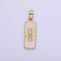 14K Gold plated Micro Paved CZ Shell Pearl Tag Pendant in Gold & Silver | AA1165