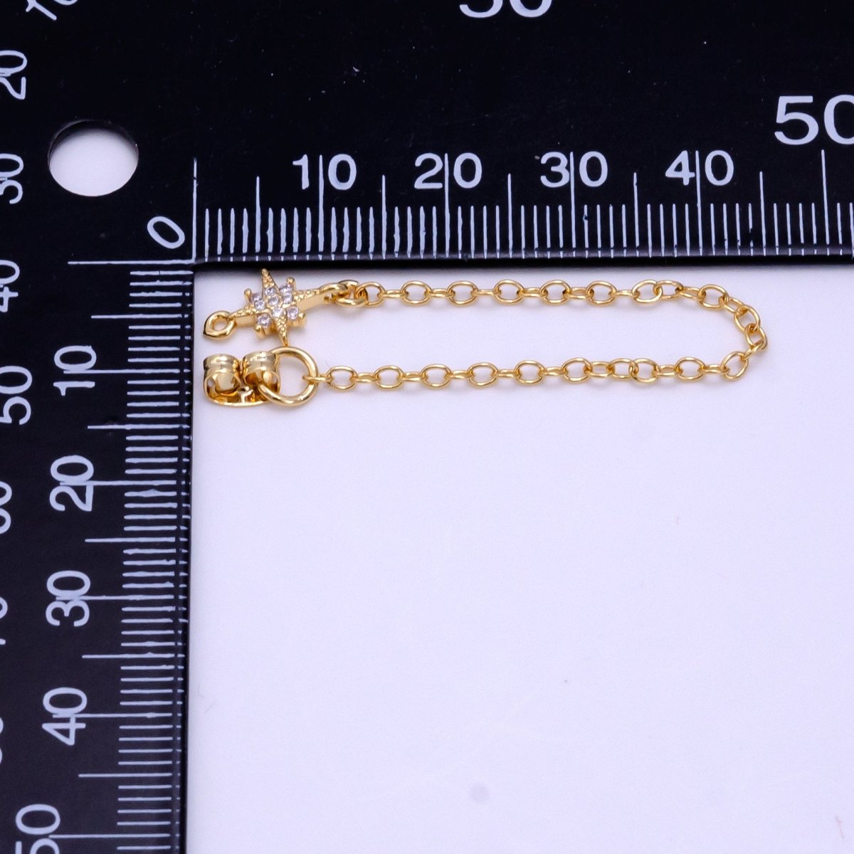 14K Gold plated Micro Paved CZ Star Chain Link Earring Backing Findings Set | Z687 - DLUXCA