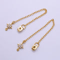 14K Gold plated Micro Paved CZ Star Chain Link Earring Backing Findings Set | Z687 - DLUXCA
