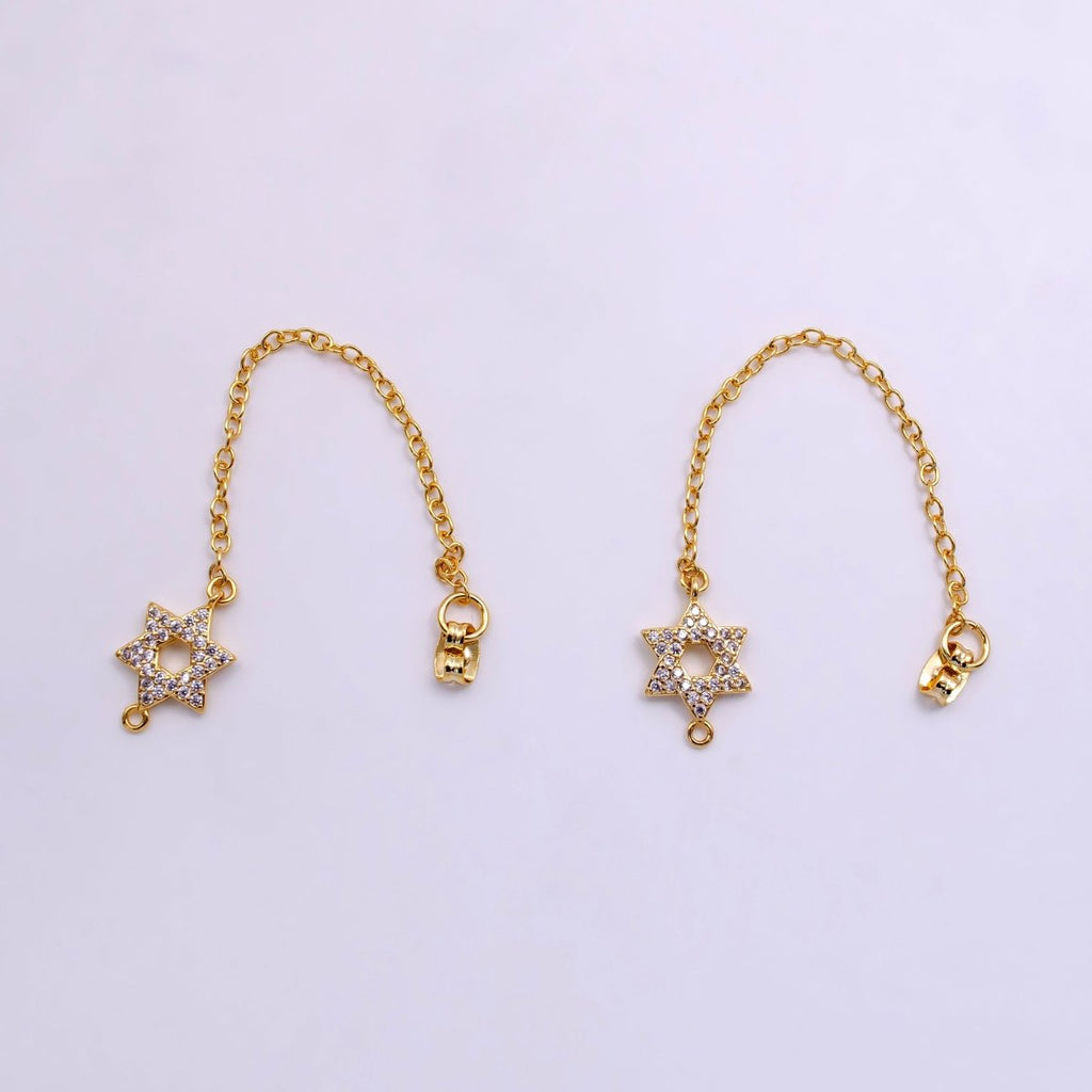 14K Gold plated Micro Paved CZ Star of David Earring Backing Findings | K188 - DLUXCA
