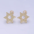 14K Gold plated Micro Paved CZ Star of David Stud Earrings in Gold & Silver | AB1273 AB1274 - DLUXCA