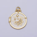 14K Gold plated Micro Paved CZ Sun Crescent Moon Shooting Star White Enamel Celestial Charm E-696 - DLUXCA