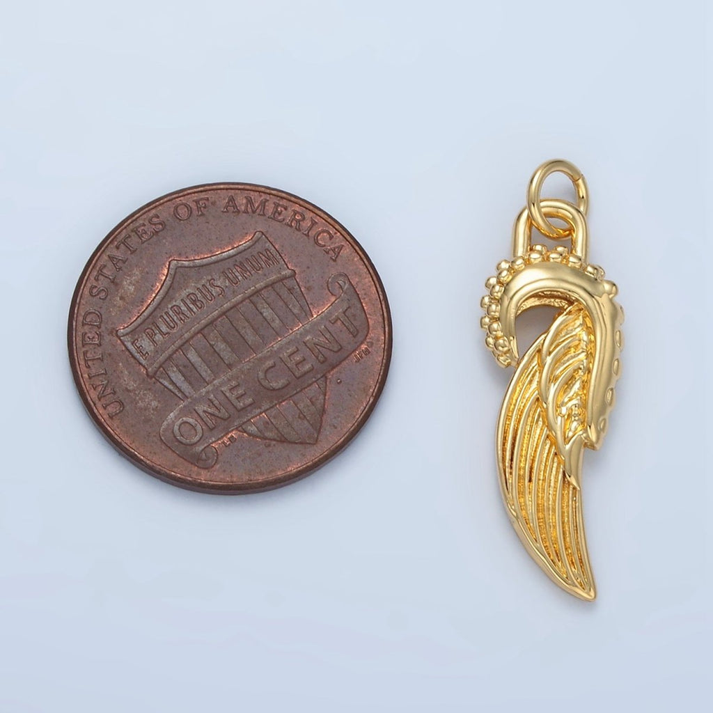 14K Gold plated Mini Angel Feathered Wings Add - On Charm | AG880 - DLUXCA