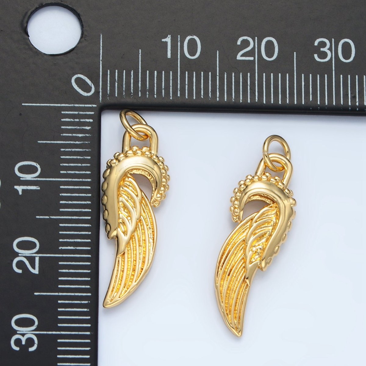 14K Gold plated Mini Angel Feathered Wings Add - On Charm | AG880 - DLUXCA