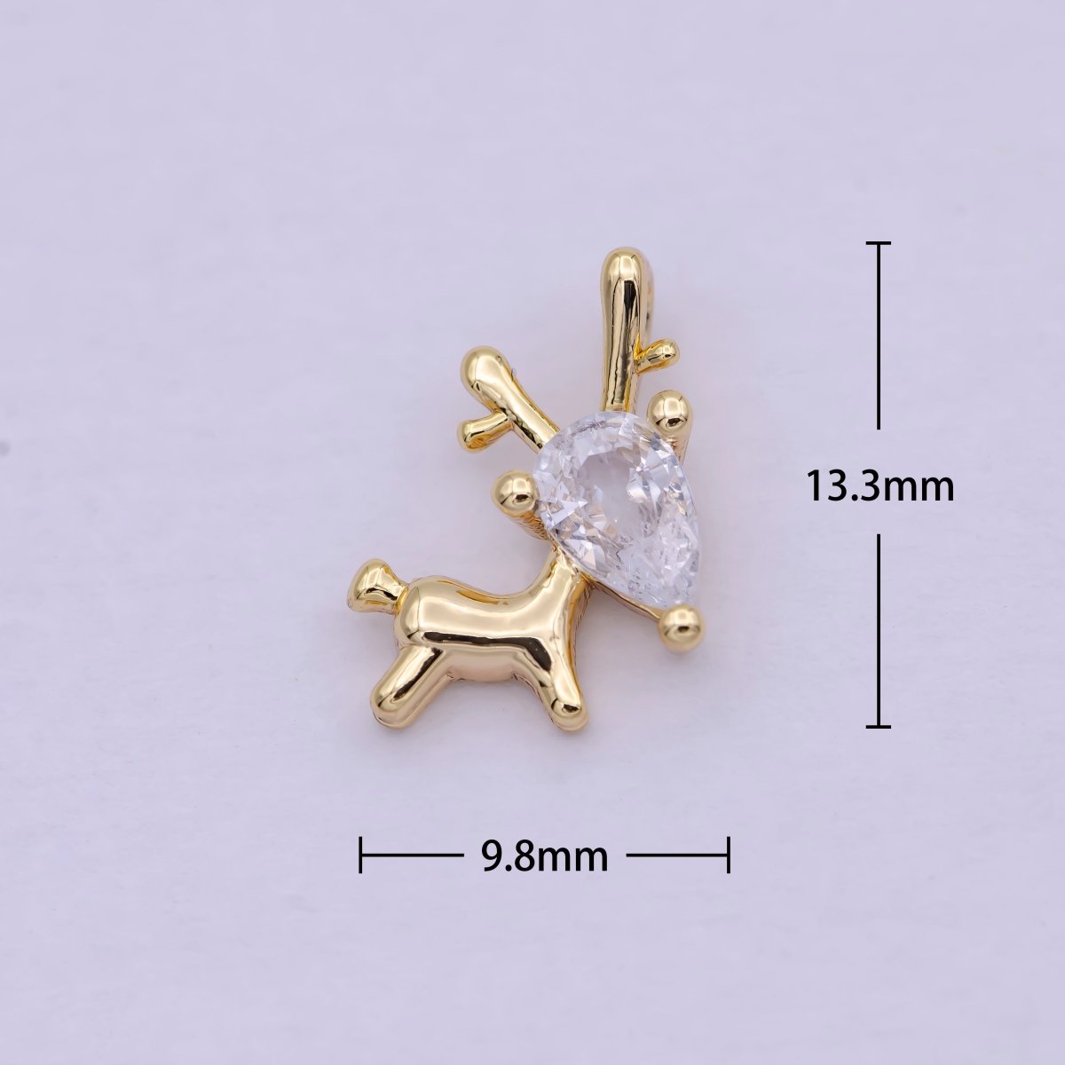 14K Gold plated Mini Christmas Woondland Reindeer CZ N-283 - DLUXCA