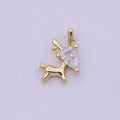 14K Gold plated Mini Christmas Woondland Reindeer CZ N-283 - DLUXCA