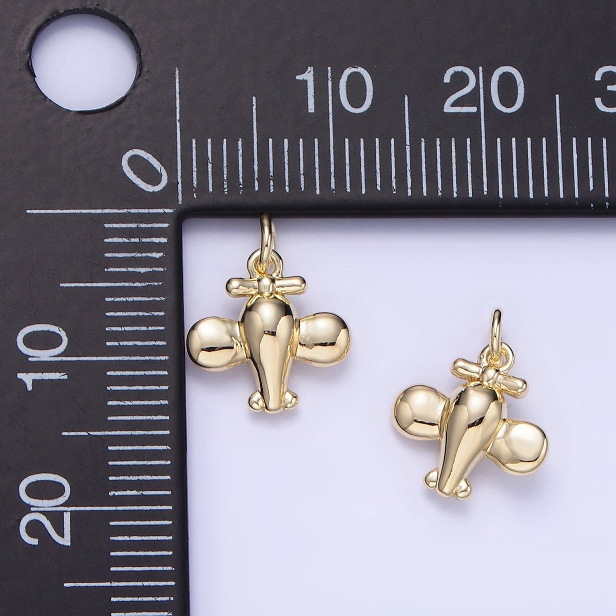14K Gold plated Mini Chubby Airplane Minimalist Charm | W651 - DLUXCA