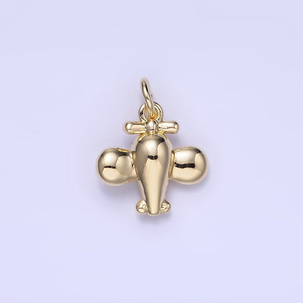 14K Gold plated Mini Chubby Airplane Minimalist Charm | W651 - DLUXCA