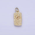 14K Gold plated Mini Double Sided Flower Horse Hammered Tag Charm | W658 - DLUXCA