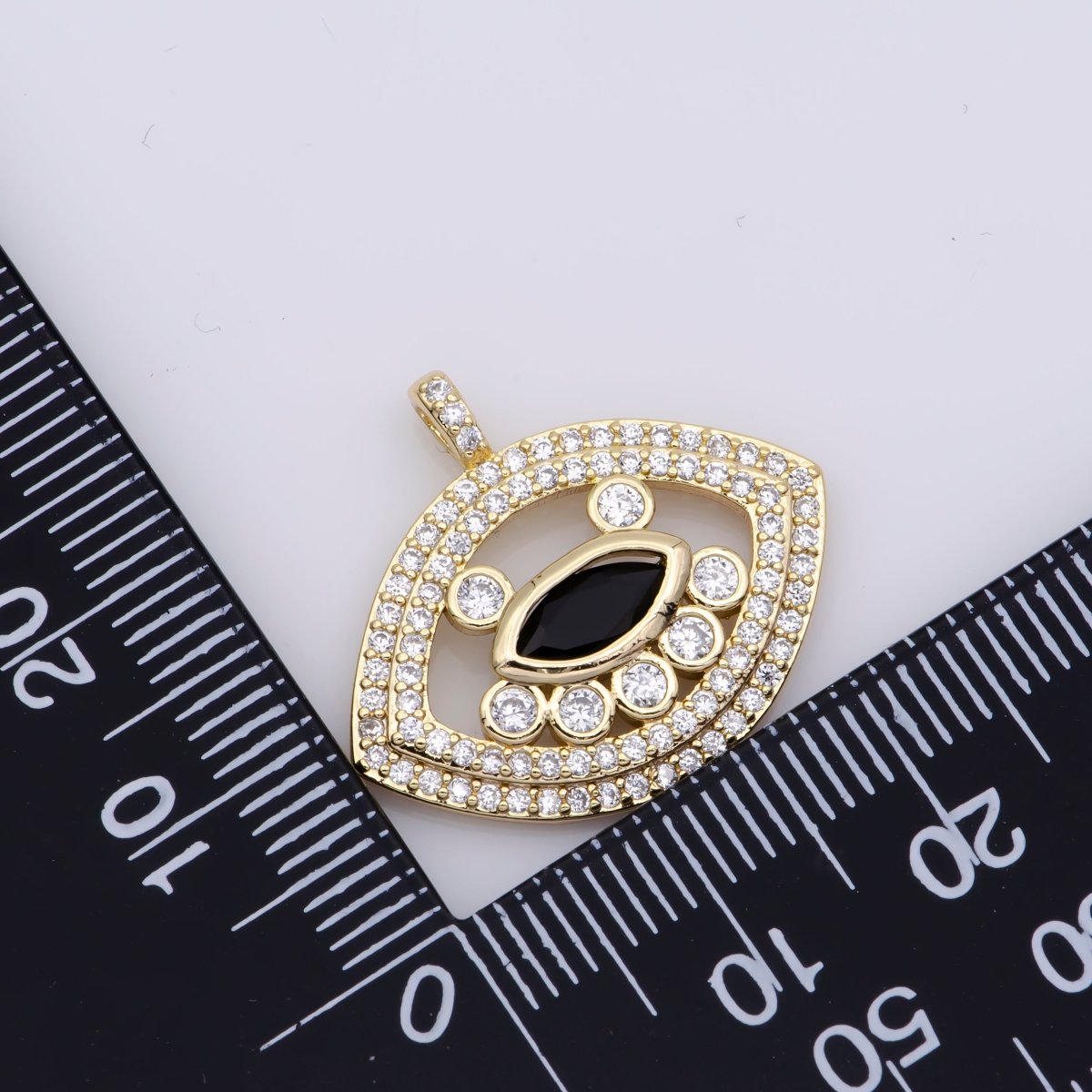 14K Gold plated Mini Evil Eye Cz Pave Pendant, Gold Unique Pave Evil Eye Charm for earring necklace bracelet supply J-931 - DLUXCA