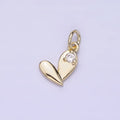 14K Gold plated Mini Heart Charm with CZ Clear Stone Pendant | AG661 - DLUXCA