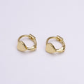 14K Gold plated Mini Heart Minimalist 9mm Cartilage Huggie Earirngs | Y-926 - DLUXCA