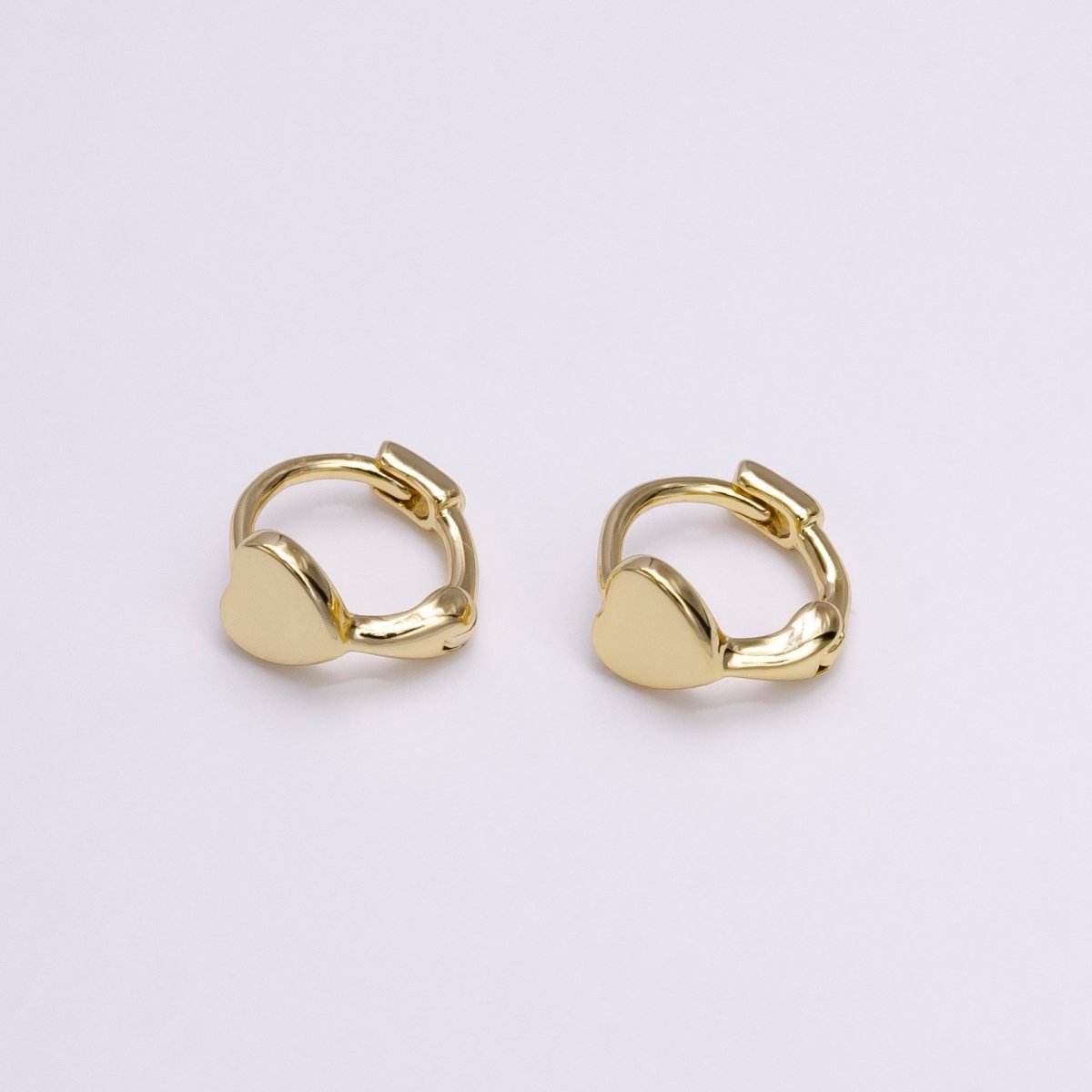 14K Gold plated Mini Heart Minimalist 9mm Cartilage Huggie Earirngs | Y-926 - DLUXCA