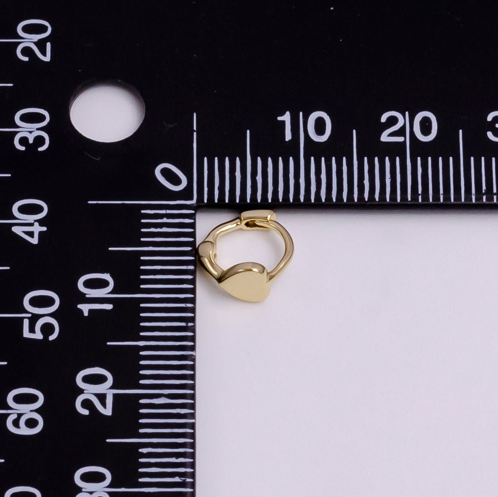 14K Gold plated Mini Heart Minimalist 9mm Cartilage Huggie Earirngs | Y-926 - DLUXCA