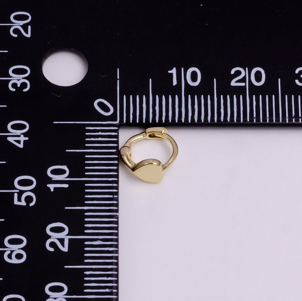 14K Gold plated Mini Heart Minimalist 9mm Cartilage Huggie Earirngs | Y-926 - DLUXCA